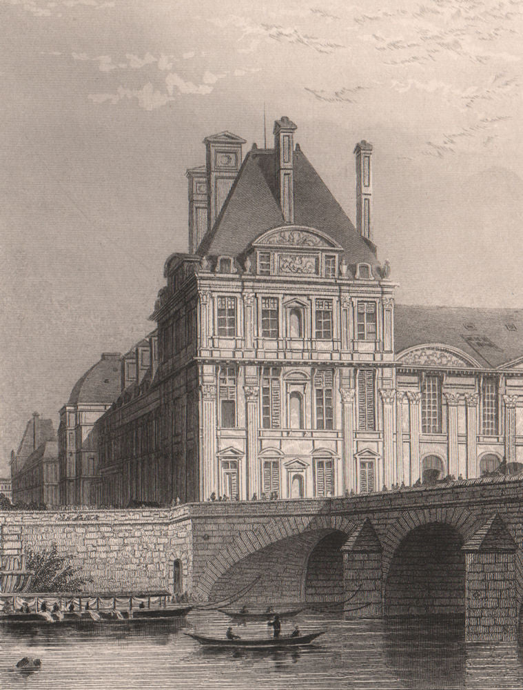 PARIS. Pavillon de Flore and Pont Royal. BICKNELL 1845 old antique print